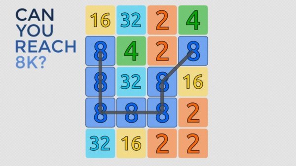 8K Number Merge Puzzle